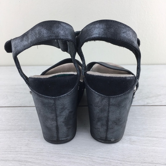 Antelope Metallic Black 772 Wedge Sandals Studded - Picture 6 of 8